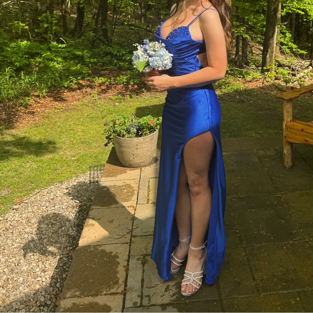 Jovani Royal Blue Prom Dress with Slit
